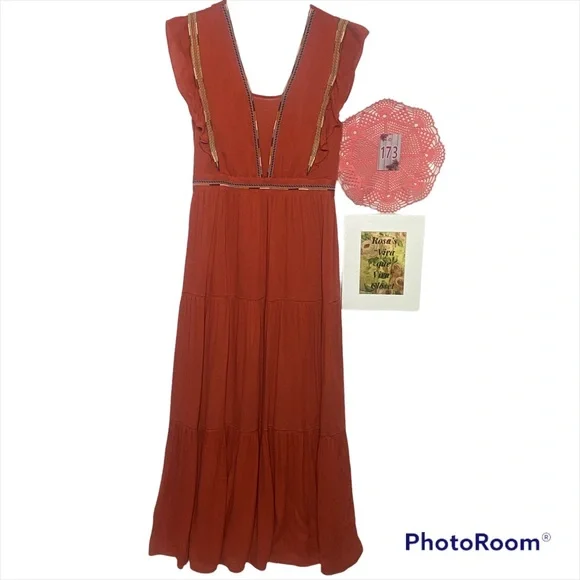 See U Soon NWT Brick/Terracotta Sleeveless Maxi Dress Small - Picture 5 of 16